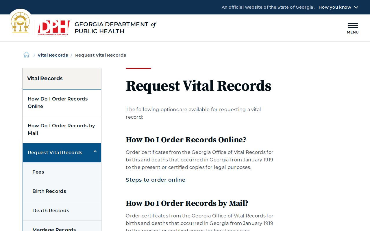 Cherokee County people search Georgia vital records request options