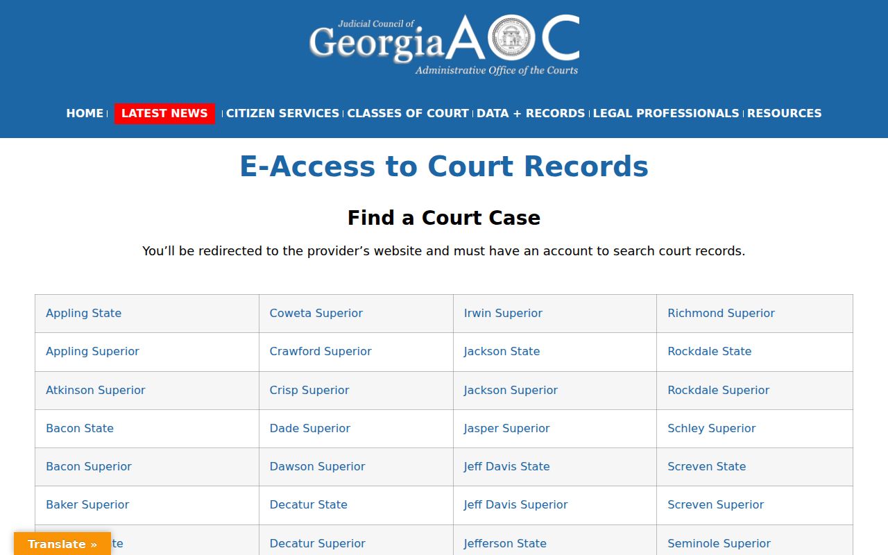 Cherokee County people search Georgia court e-access routes