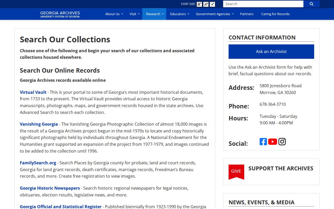 Cherokee County people search Georgia Archives research tools
