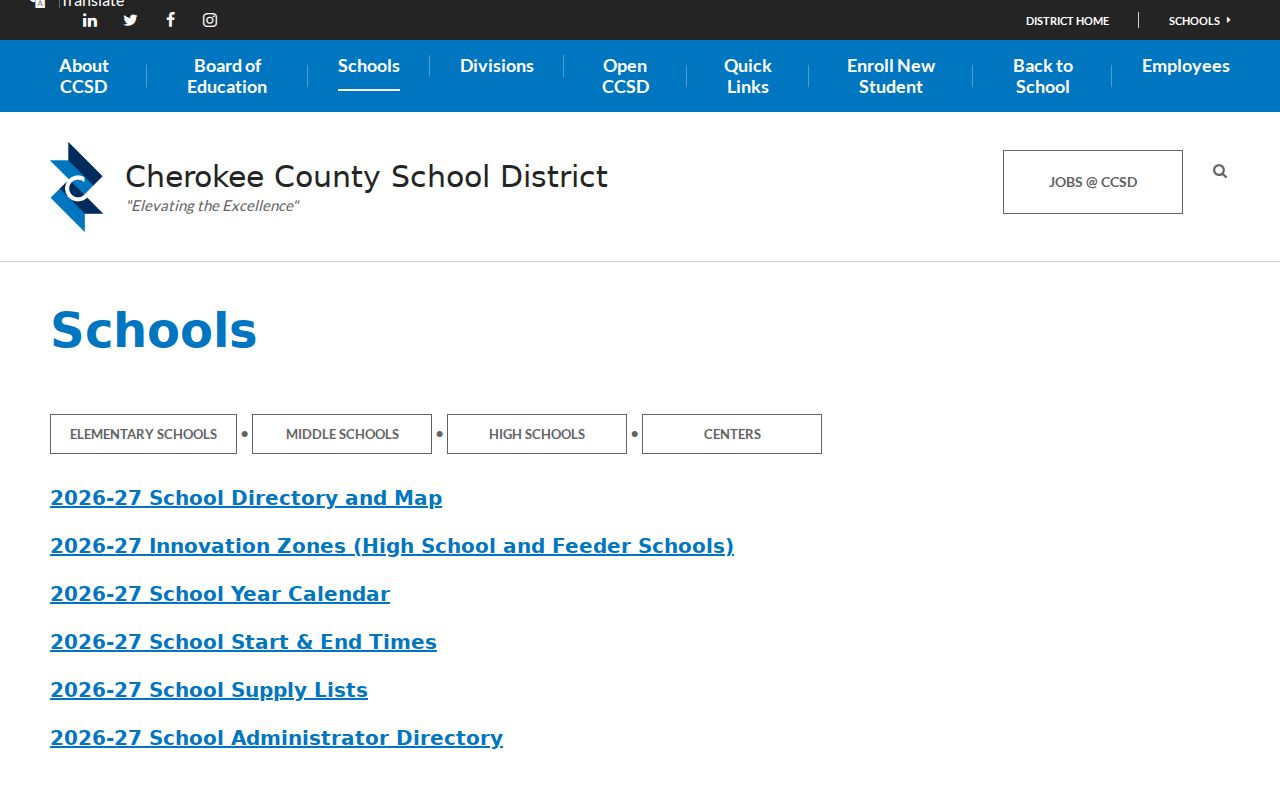 Cherokee County people directories school campus listing