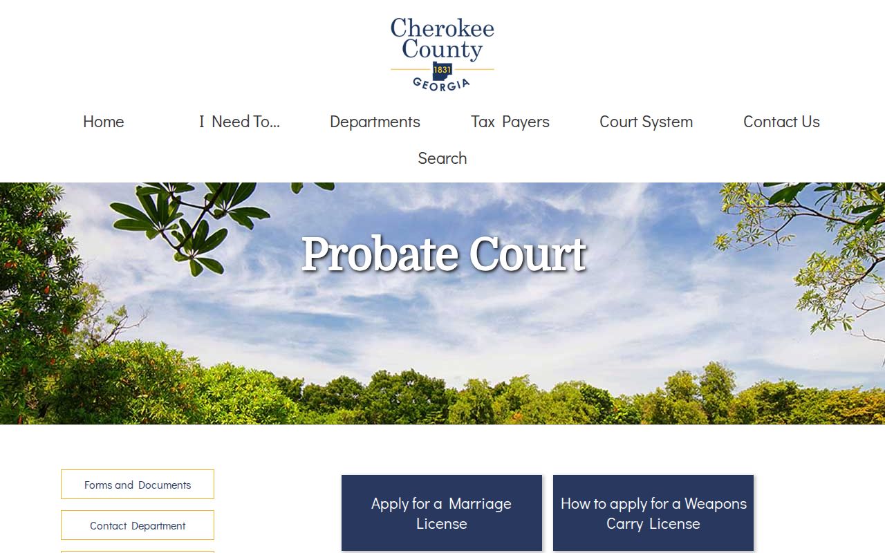 Cherokee County public records Probate Court access page