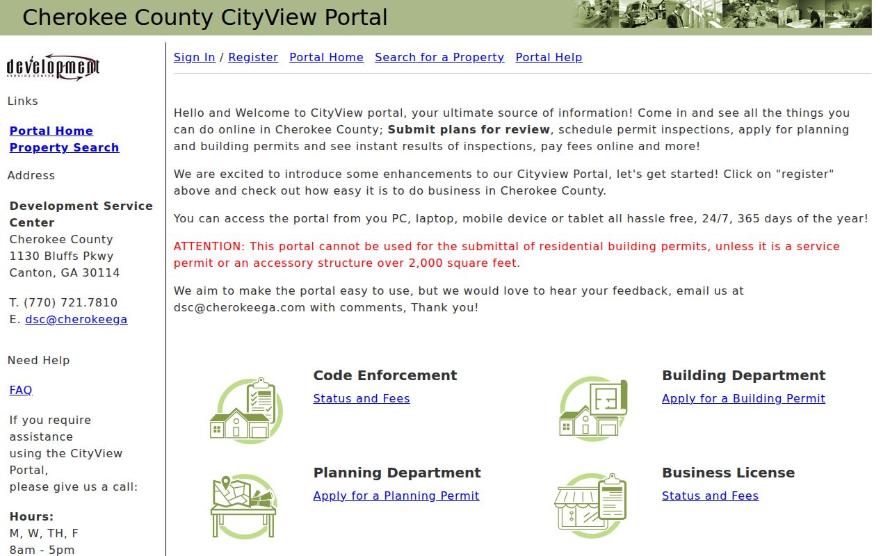 Cherokee County public records CityView portal