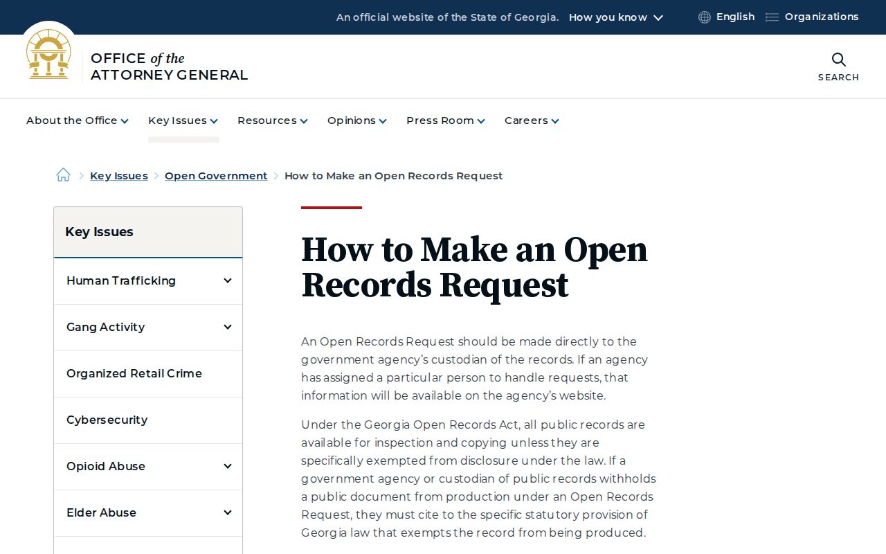 Cherokee County public records Georgia open government guidance