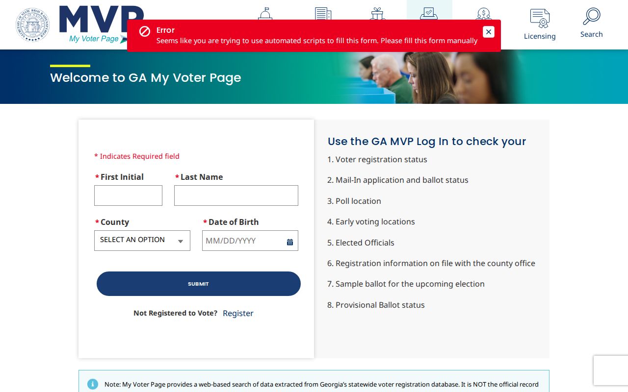 Cherokee County voter registration records lookup on Georgia My Voter Page